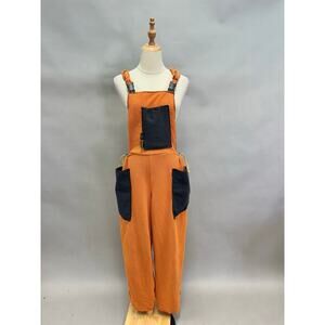 Melanzana x Atrévete Remelly'd‎ Orange/Black Micro Grid Fleece Overalls Medium